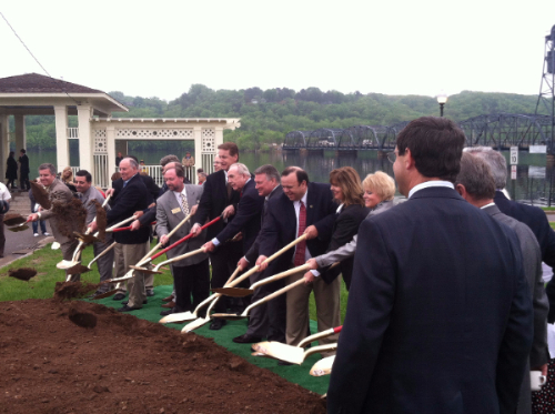 John and members of the St. Croix River Crossing Coalition breaking ground in May, 2013